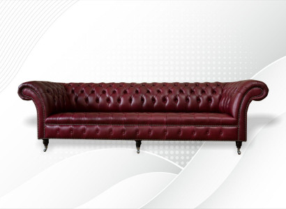 Rote Big Sofa Couch Chesterfield 265cm XXL Polster Sofas 4er Leder Textil Neu